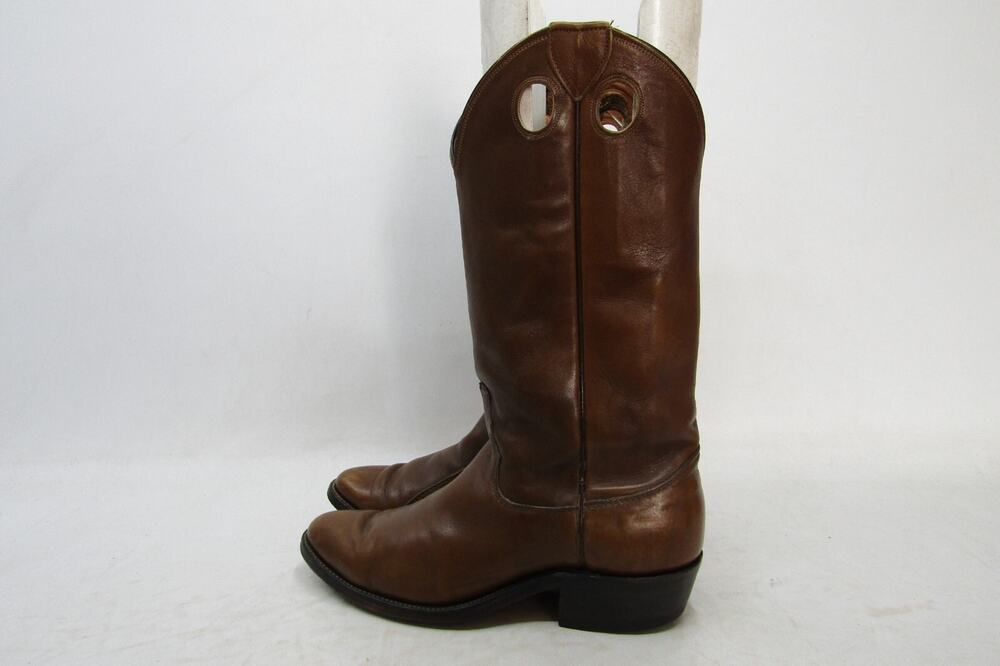 JUSTIN Mens Size 7 D Brown Leather Buckaroo Western Cowboy Roper Boots